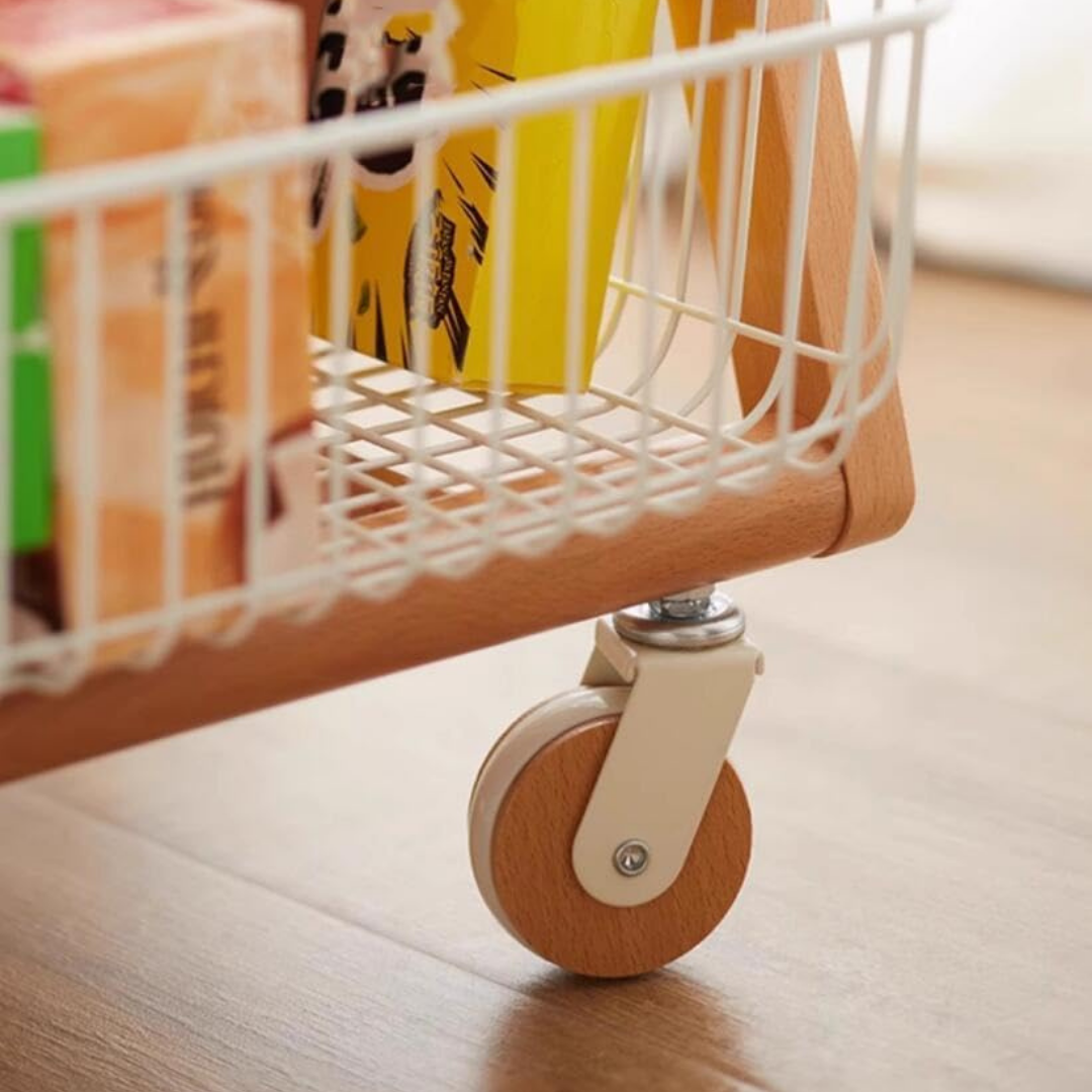 HOMERO 3-Tier Modern Wooden Metal Frame Slim Design Rolling Storage Cart