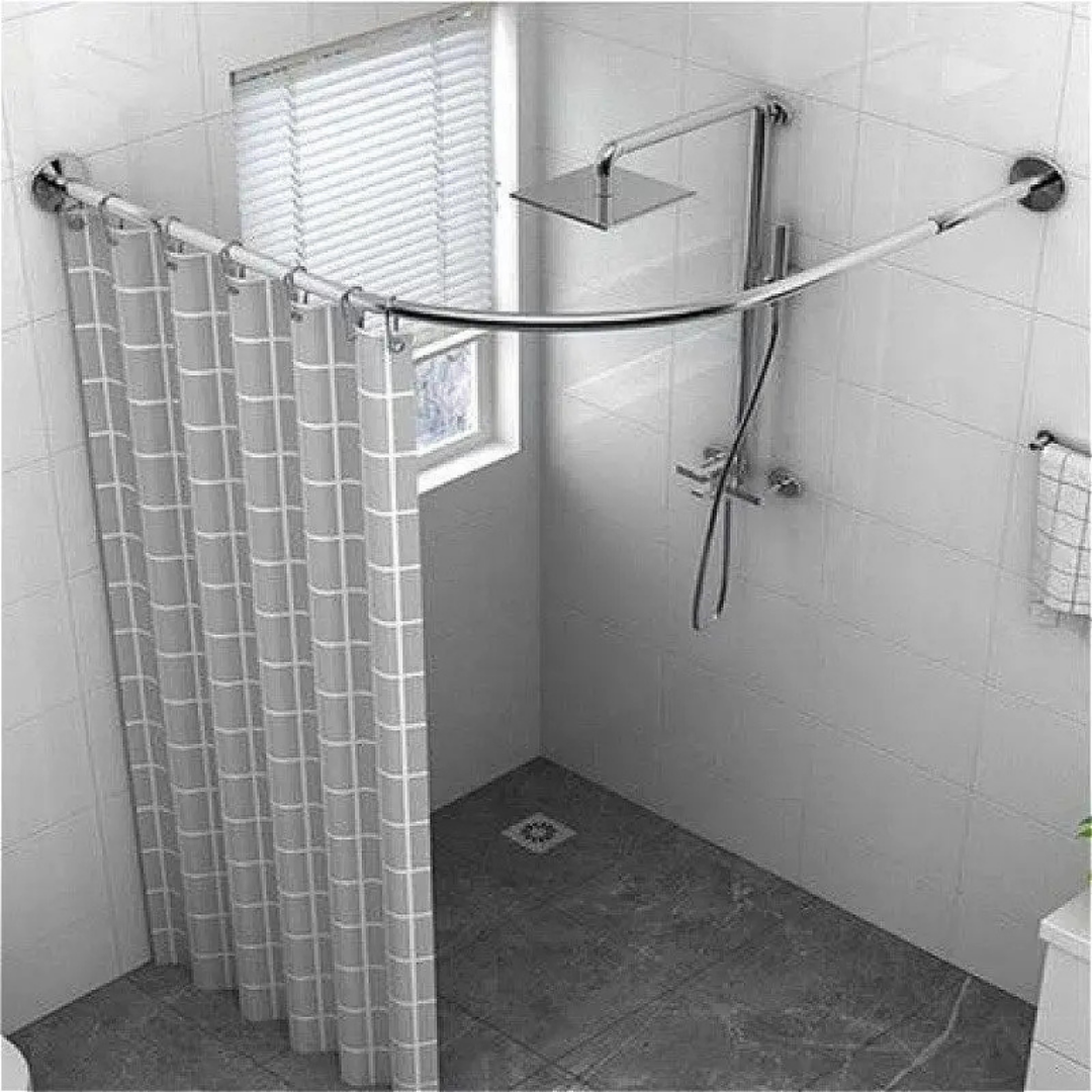 HOMERO Elegant L Shaped Adjustable Stainless Steel Corner Shower Curtain Rod