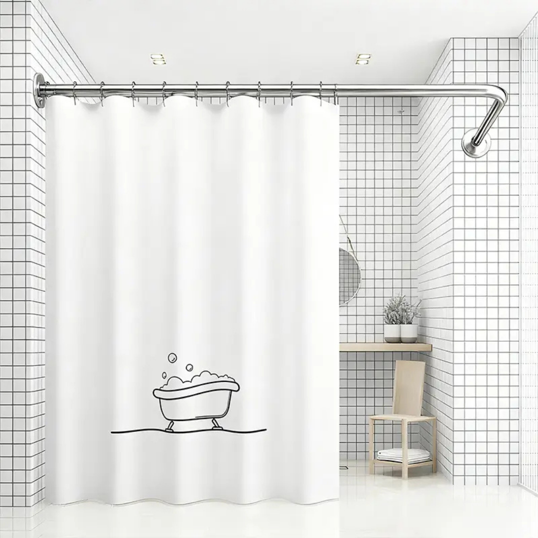 HOMERO Elegant L Shaped Adjustable Stainless Steel Corner Shower Curtain Rod