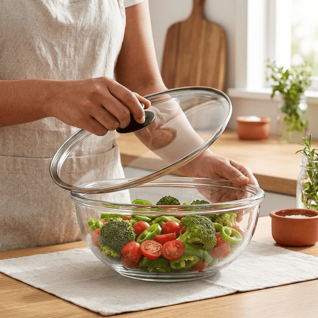 Homero Large Capacity Heat Resistant Glass Mixing Bowl with Lid - 6000ml