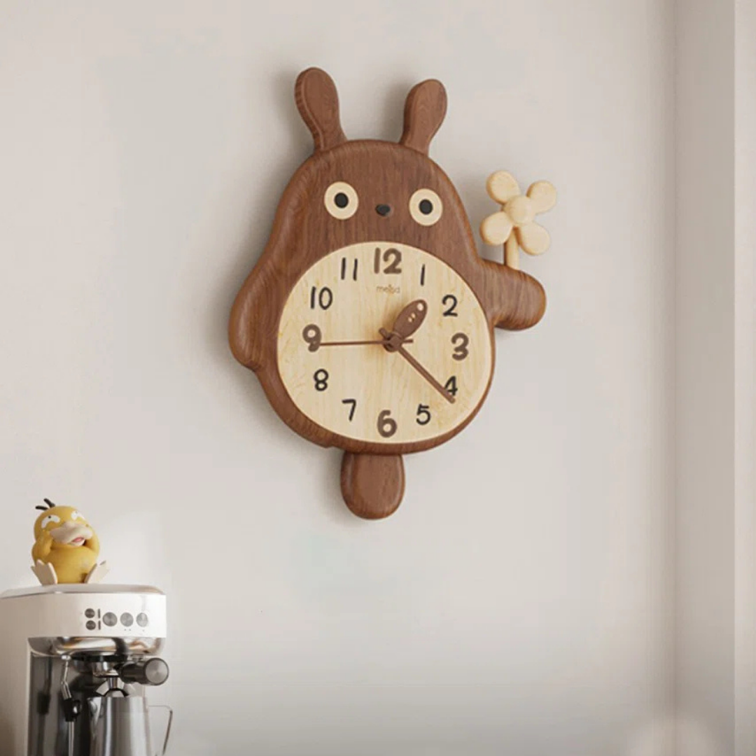 HOMERO Cute Cartoon Rabbit Decorative Analog Wall Clock
