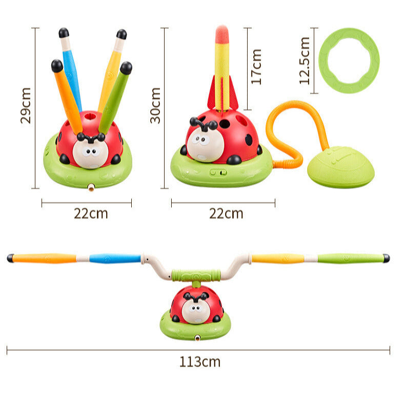 Homero 3 in 1 Musical Jump/Toss Ring/Rocket Launcher Toy for Kids
