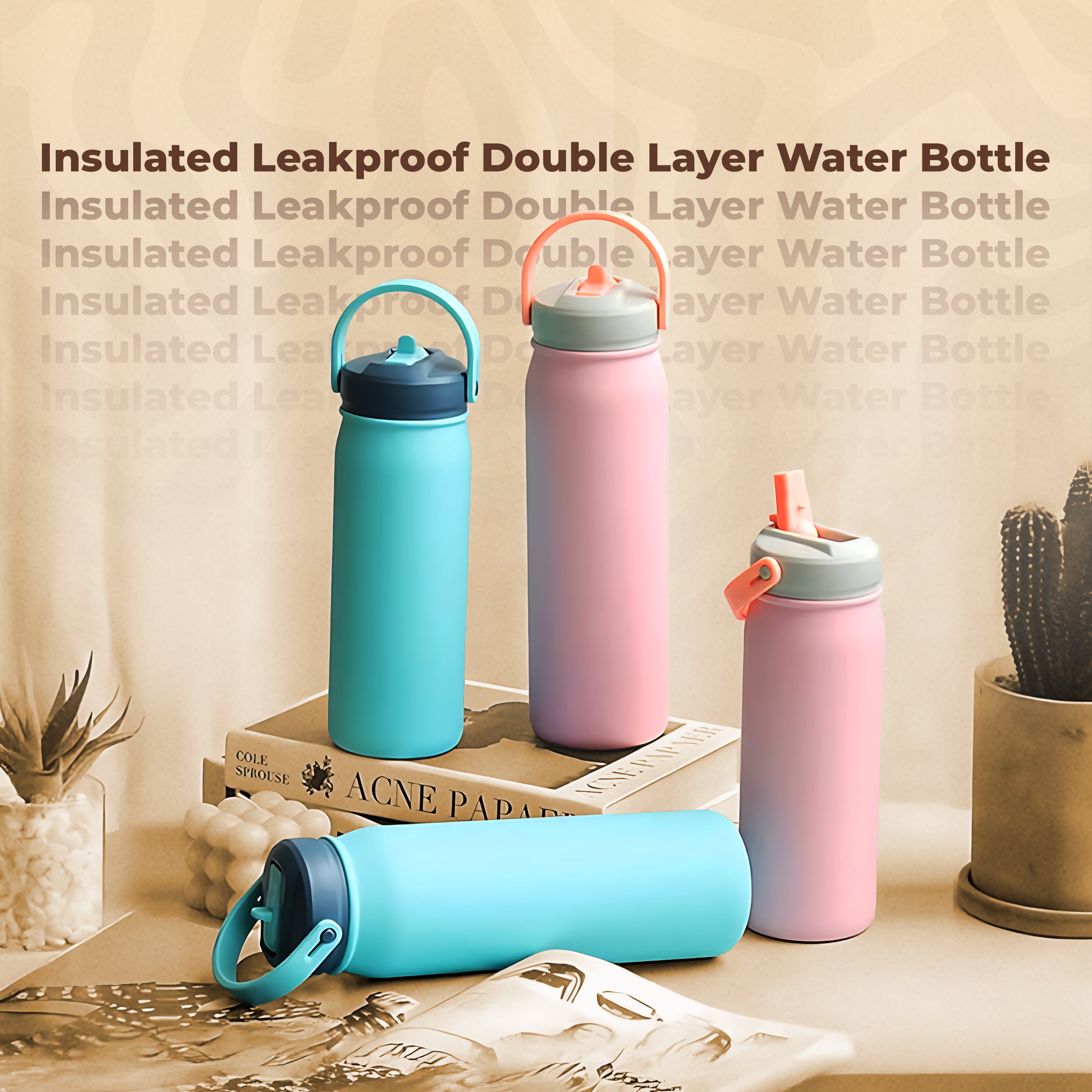 HOMERO Stainless Steel Insulated Leakproof Fruit Infuser Double Layer Water Bottle Leakproof Fruit Infuser Double Layer-  720ml