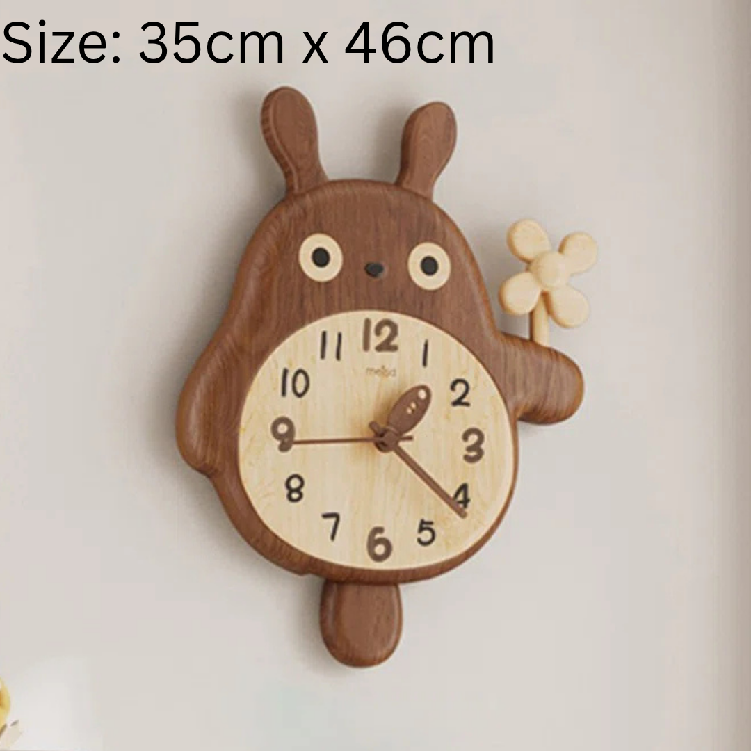 HOMERO Cute Cartoon Rabbit Decorative Analog Wall Clock
