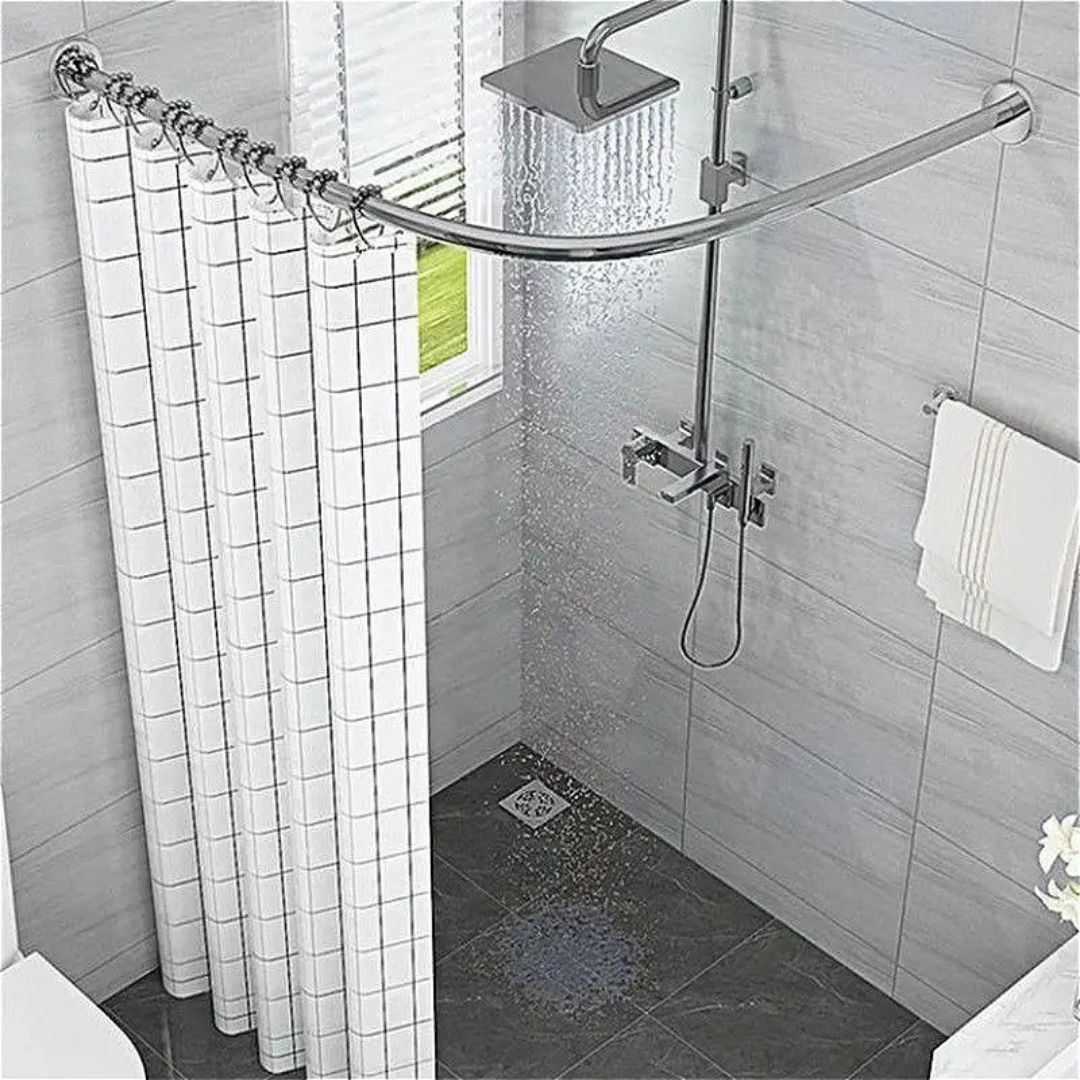 HOMERO Elegant L Shaped Adjustable Stainless Steel Corner Shower Curtain Rod