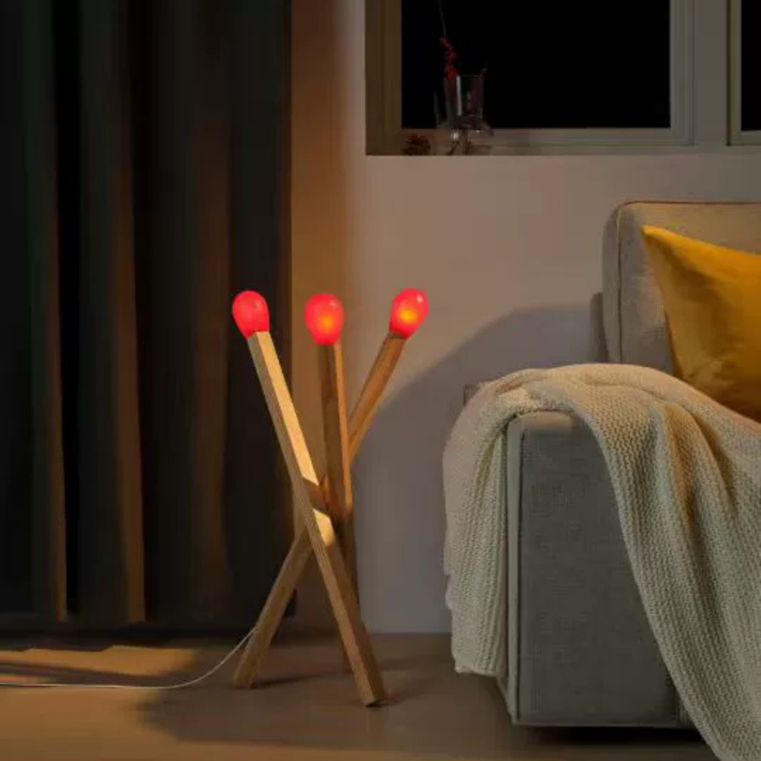 HOMERO Modern Artistic Design Wooden Matchstick Inspired LED Lamp