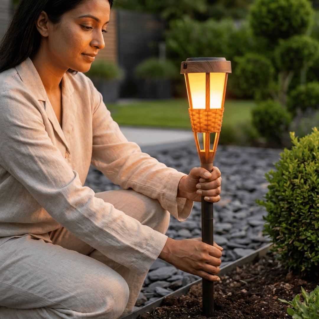 Homero Solar Flame Garden Light Outdoor Waterproof Design