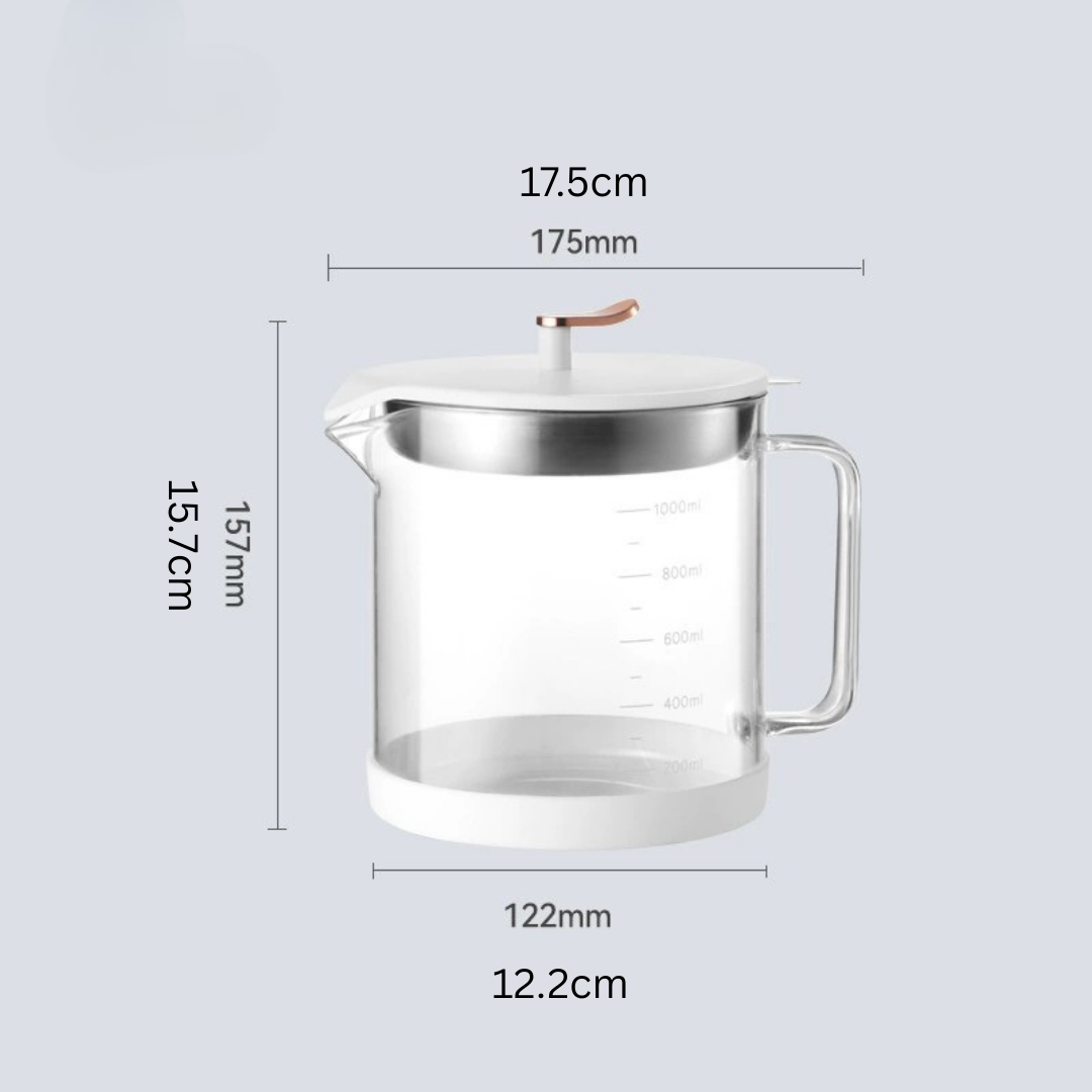 Homero Borosilicate Glass Oil Strainer Pot with Fine Mesh 1 Litre