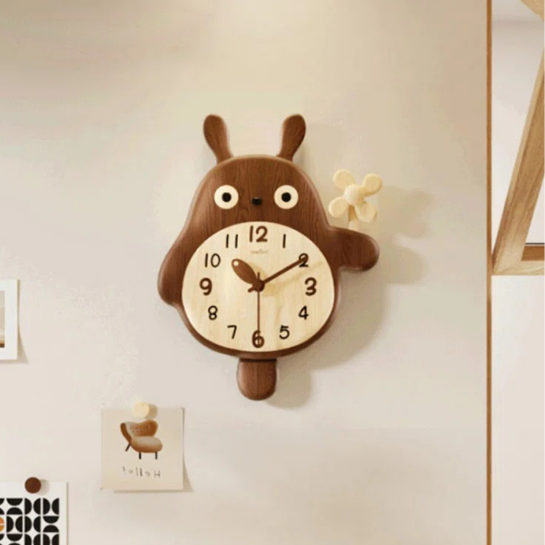 HOMERO Cute Cartoon Rabbit Decorative Analog Wall Clock