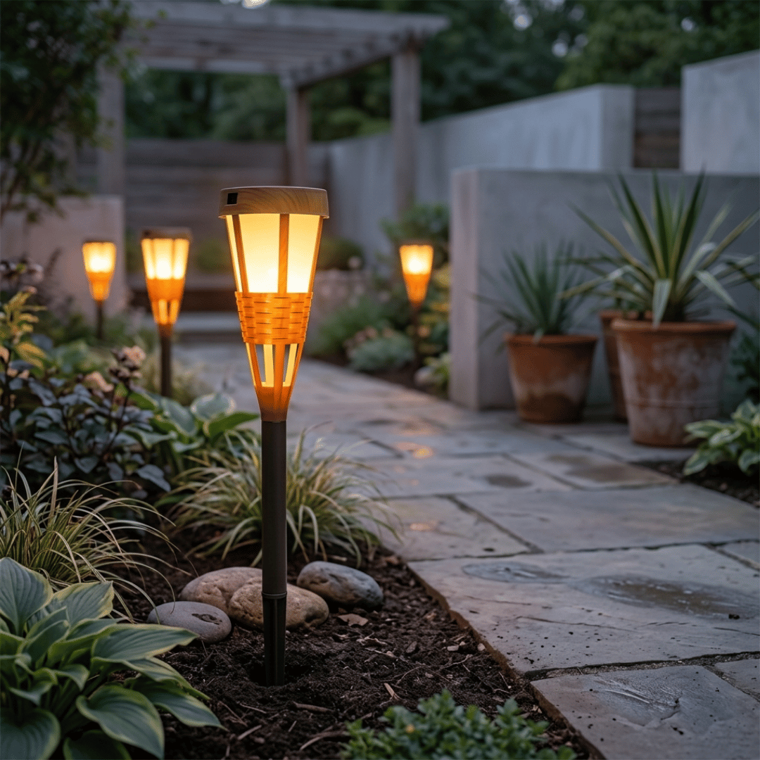 Homero Solar Flame Garden Light Outdoor Waterproof Design