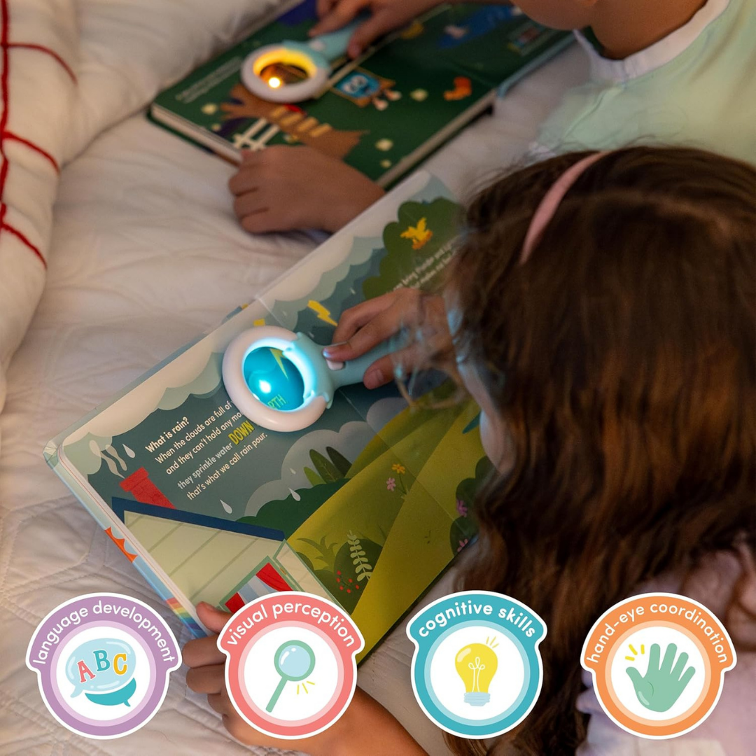 Homero Light-Up Kids Book Collection Interactive Learning Set with Magic Magnifier (3 Story Pack)