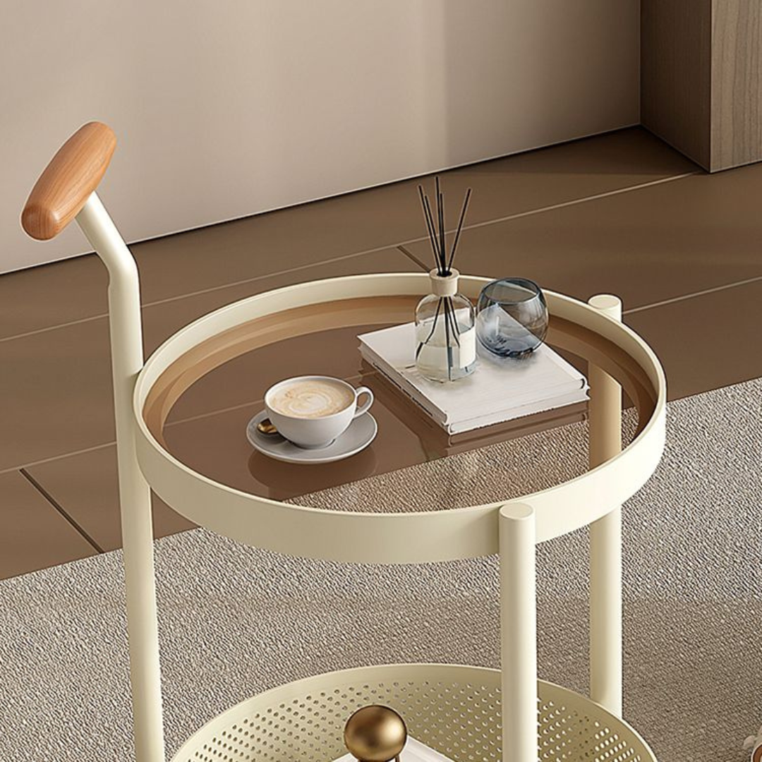 Homero Multipurpose Art Side Table Brown Glass Top - 2 Layer