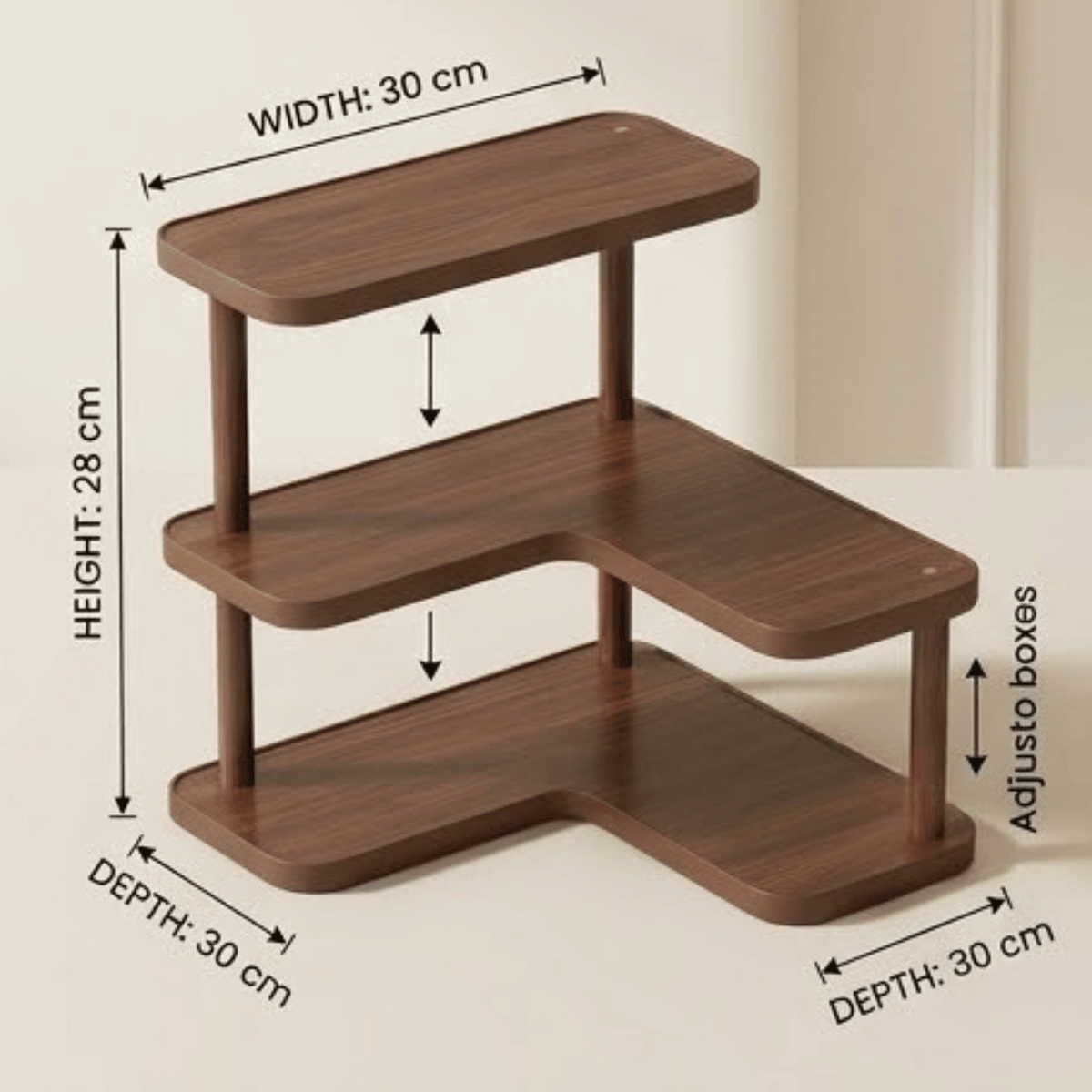 Space Saving Three Tier Stepped Corner Shelf Desktop Organizer