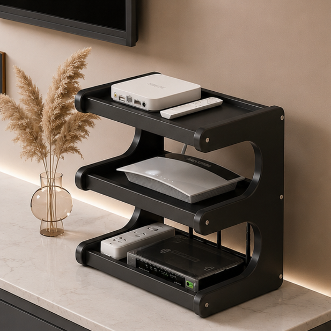 Multipurpose Wooden Router and Storage Rack