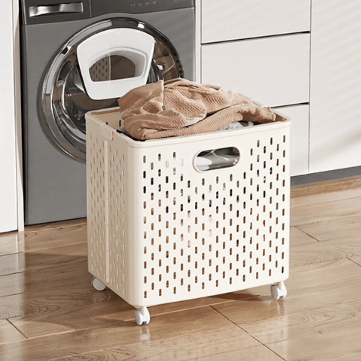 Multifunctional Foldable Large Capacity Laundry Storage Basket with Wheels
