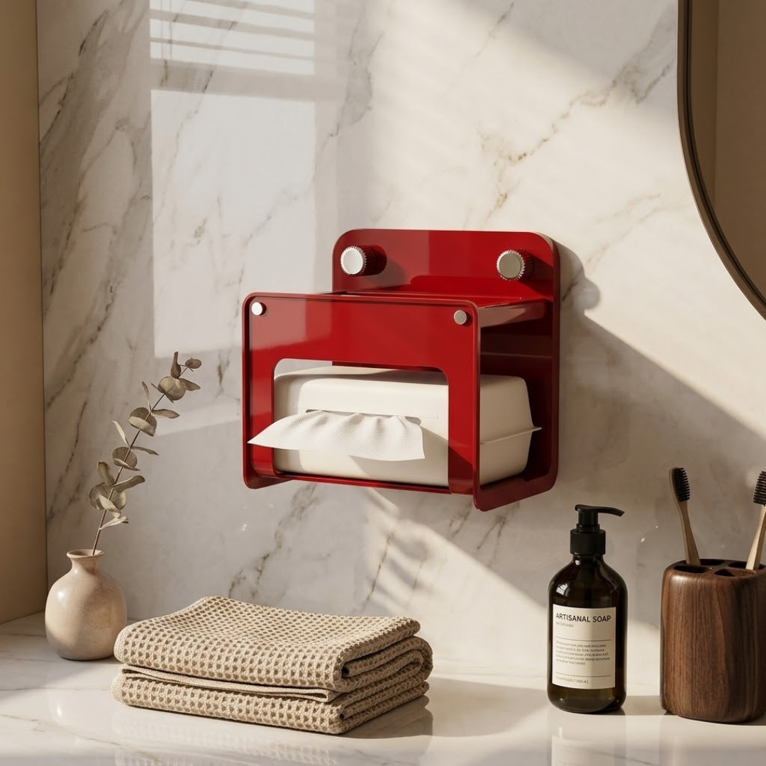 Wall Mounted Suction Cup Tissue Storage Organizer
