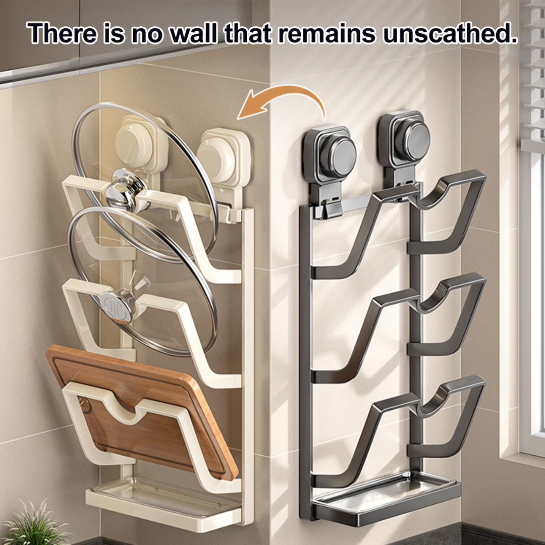 Multi-Use Carbon Steel Wall Mounted Pot Lid Organizer Rack