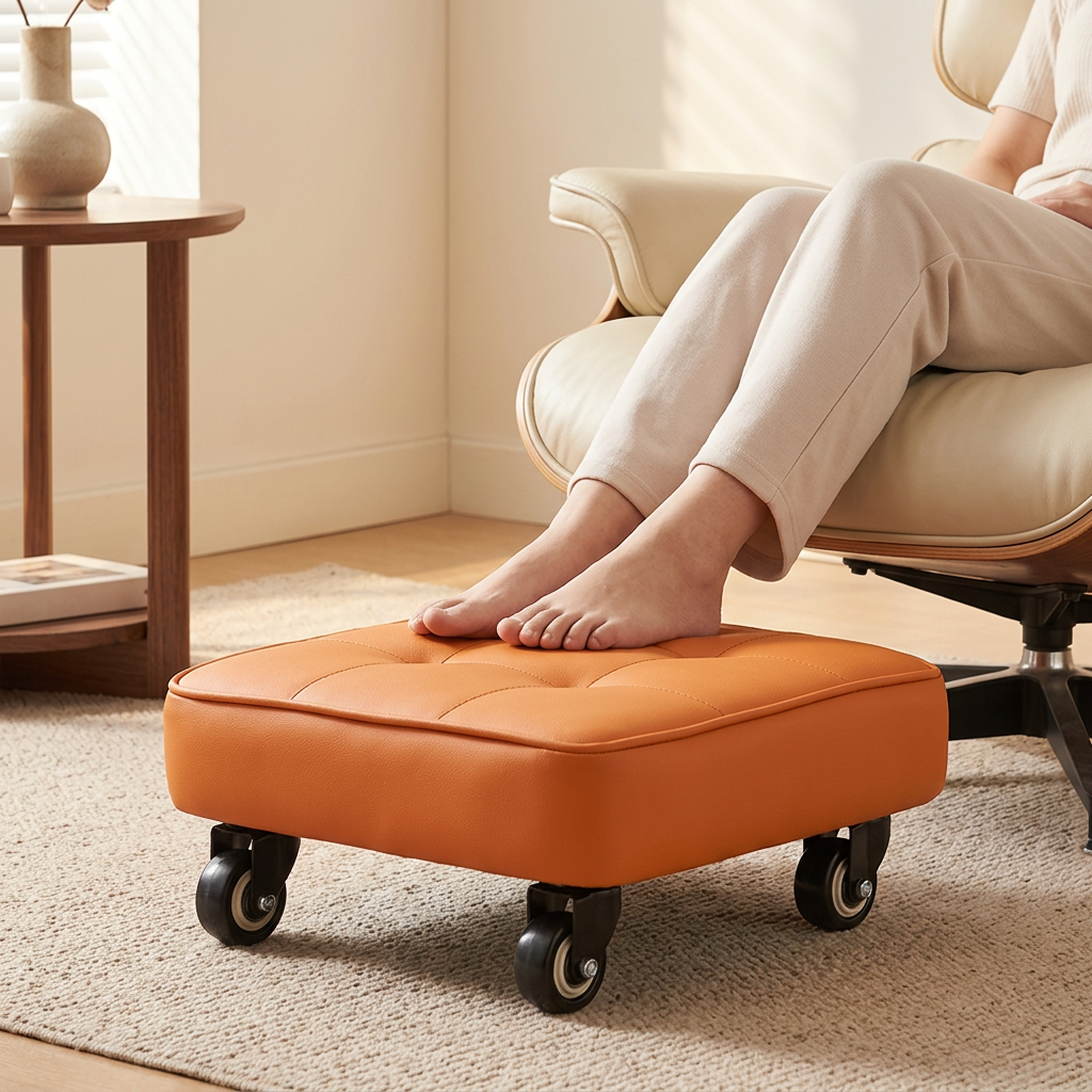 Multi Purpose Low Rolling Stool Cushioned Seat with Swivel Wheels
