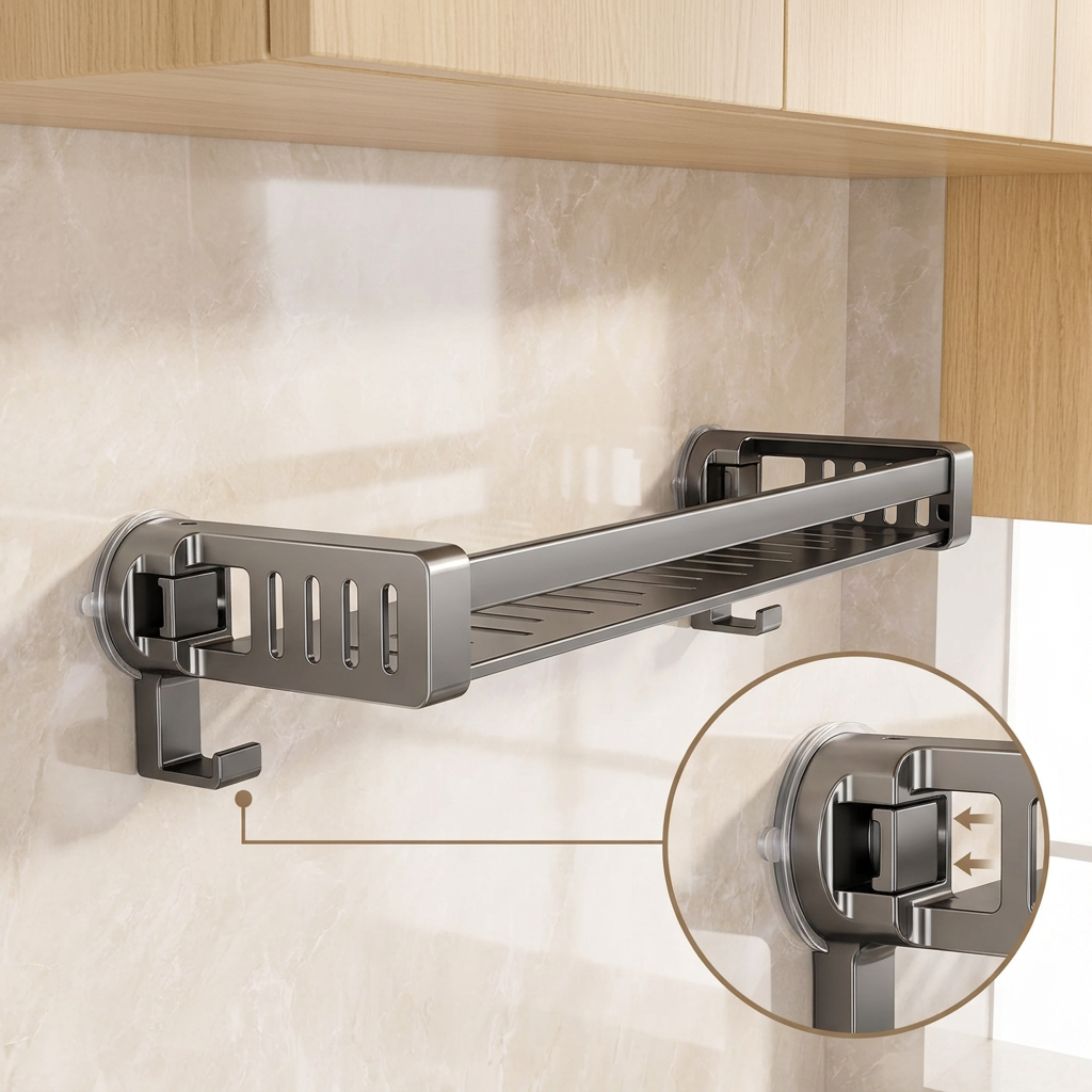 Homero Suction Cup Wall Mounted Kitchen Rack with Hook