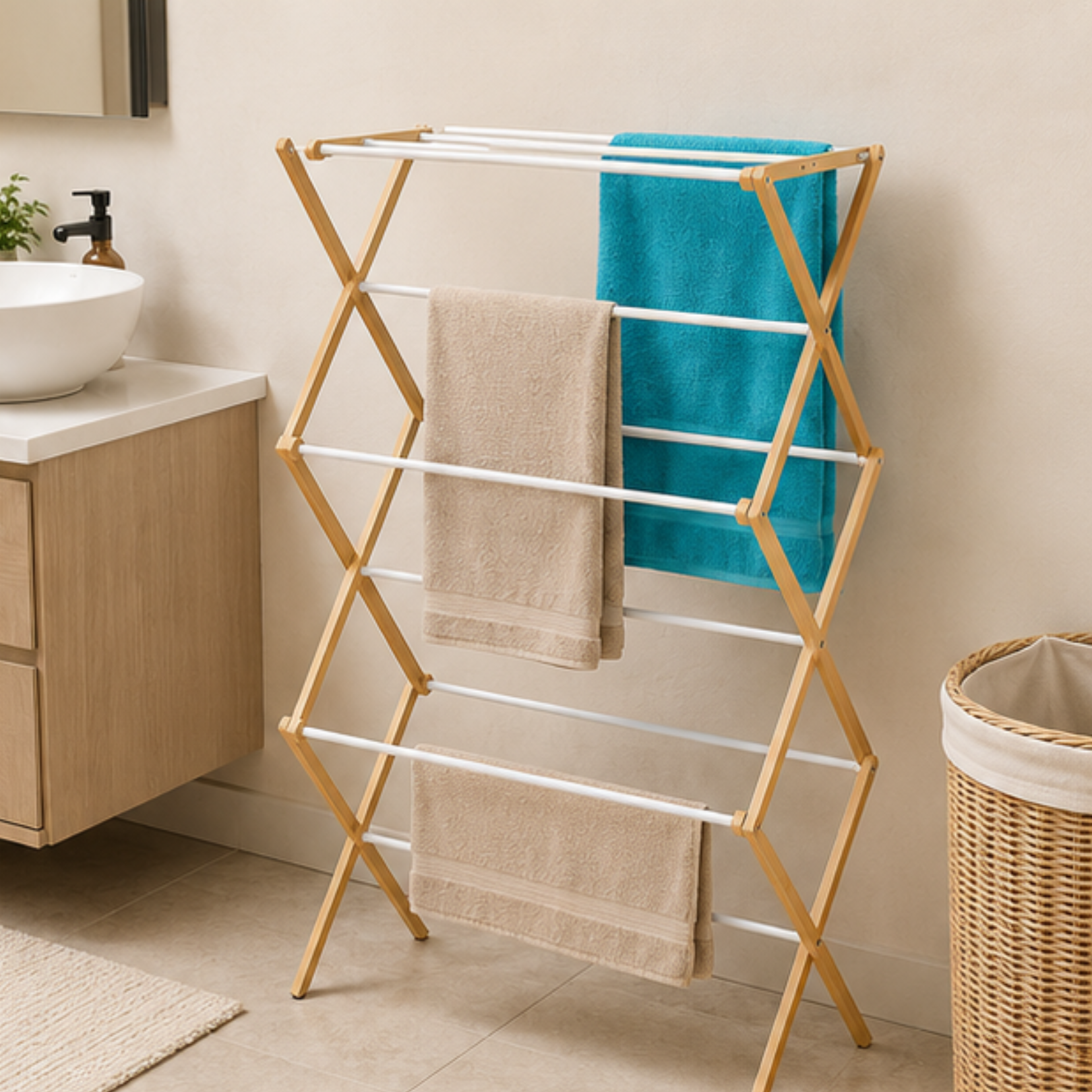 Multipurpose Floor Standing Foldable Laundry Drying Rack