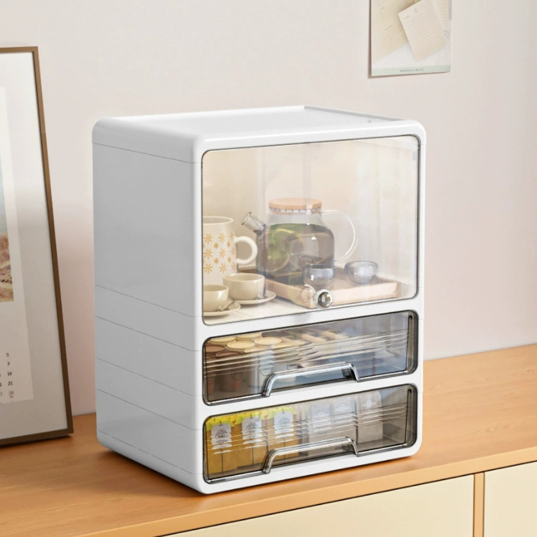 Multipurpose Clear Flip Door Desktop Storage Organizer