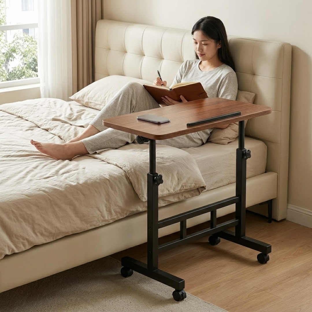 Multi-Use Height Adjustable Rolling Laptop Table with Wheels