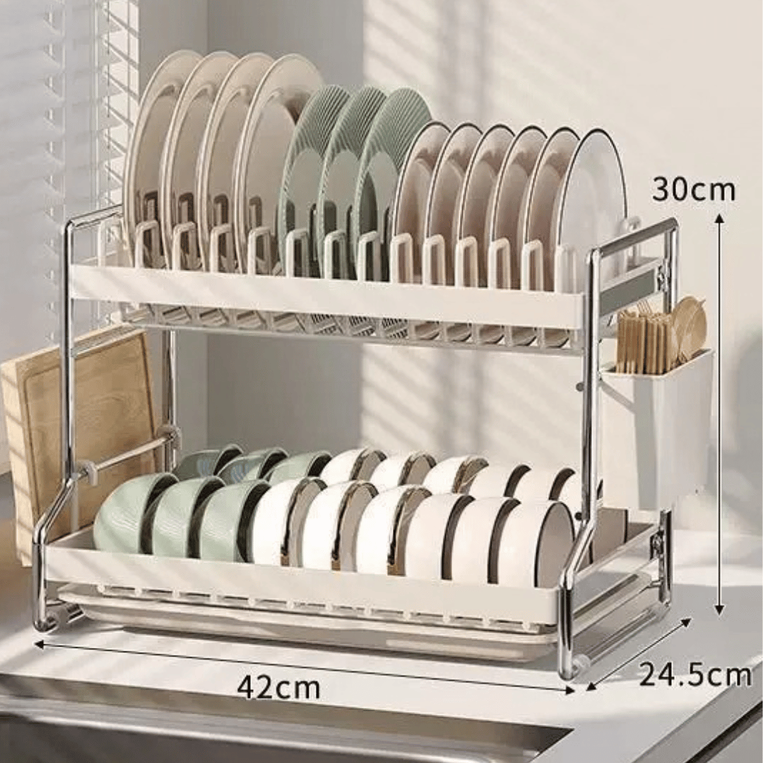 Multifunctional Kitchen Dish Organizer with Removable Drain Tray