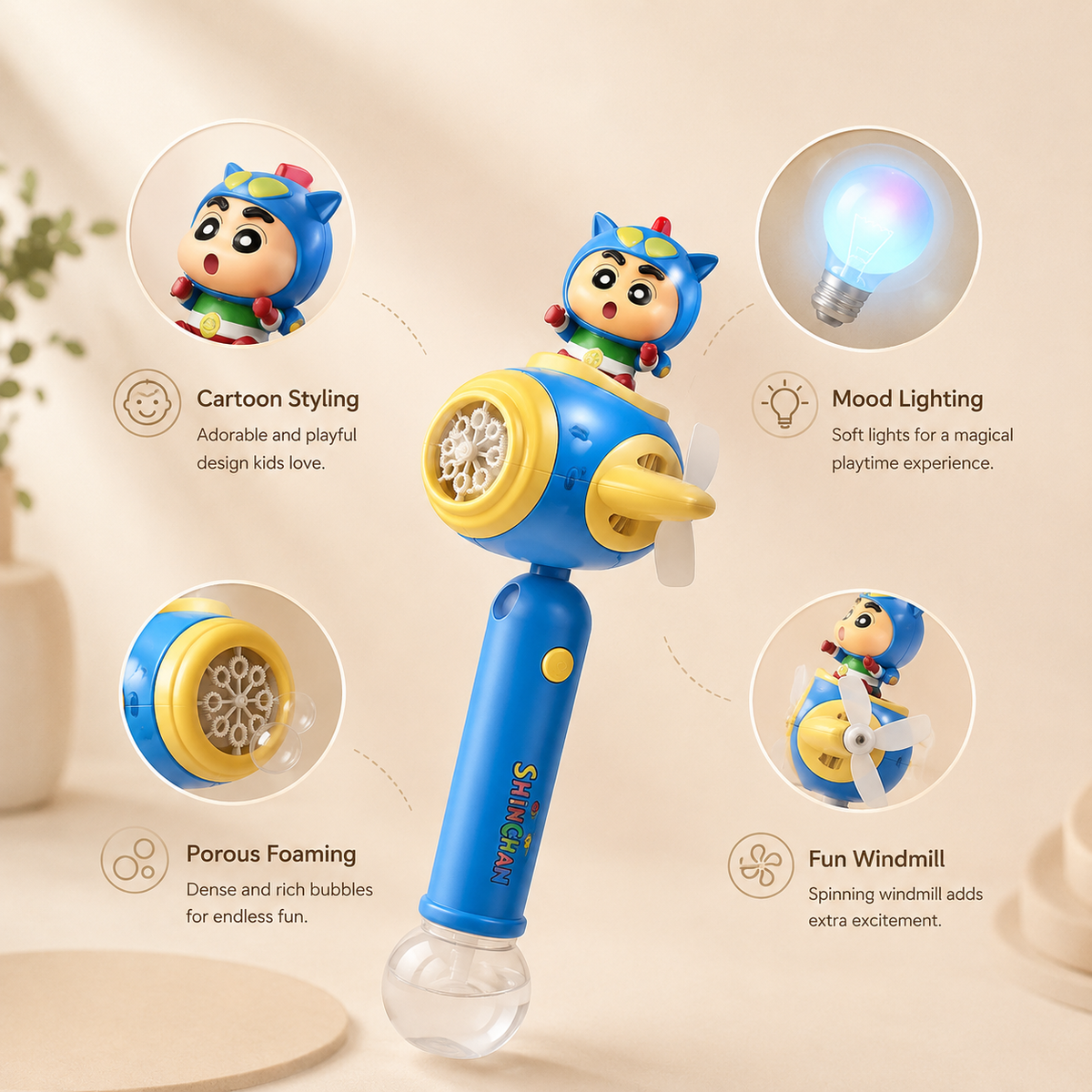 Electric Cartoon Bubble Blowing Toy with Mood Lights