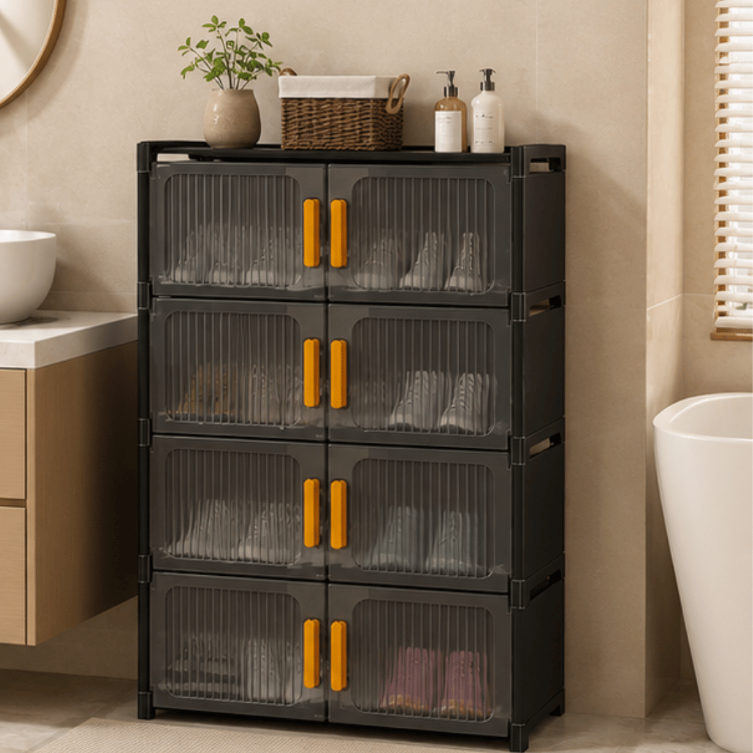 Modern Four Layer Double Door Shoe Storage Cabinet