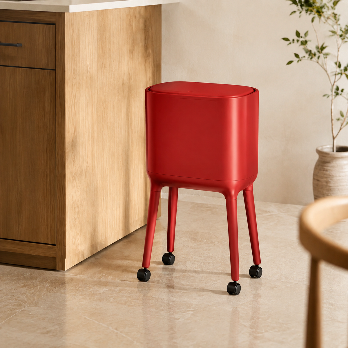 HOMERO Nordic Style High Foot Push Lid Trash Can - 16L