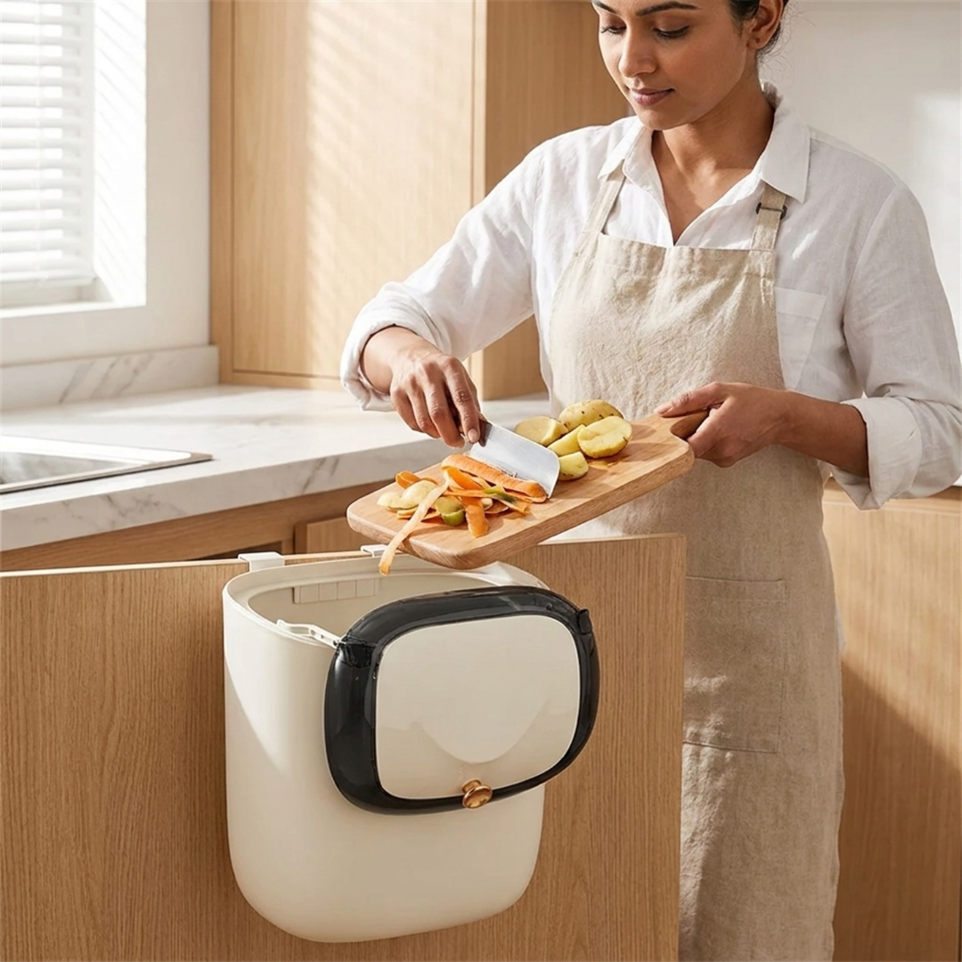 Multi Purpose Wall-Mount Wide Opening Waste Bin with Sliding Lid