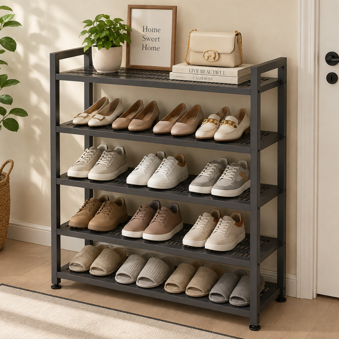5-Layer Shoe Organizer Rack with Sturdy Carbon Steel Frame
