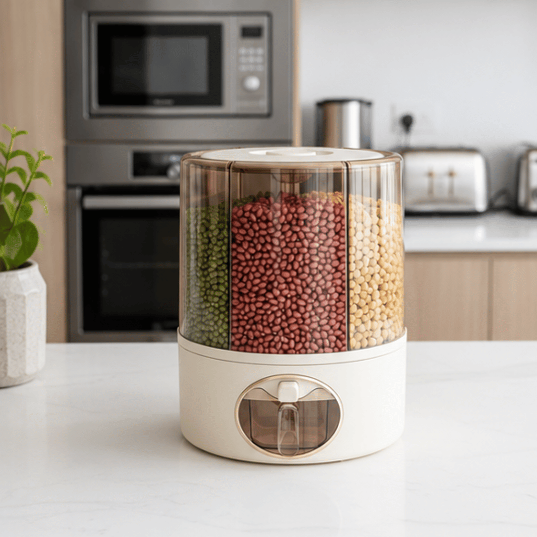 360° Rotating Six Section One Press Grain Storage Container
