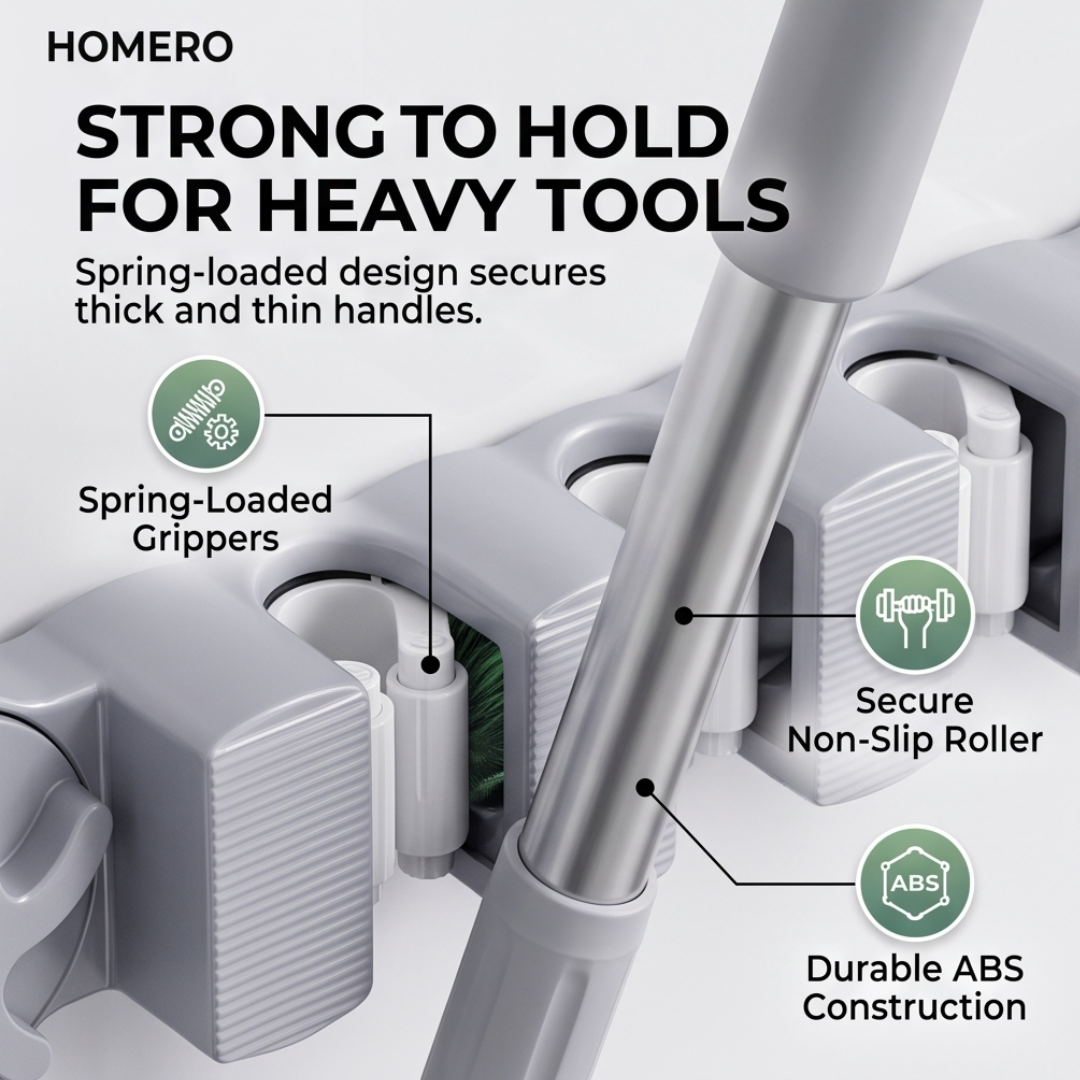 Heavy Duty Suction Cup Mop and Broom Holder