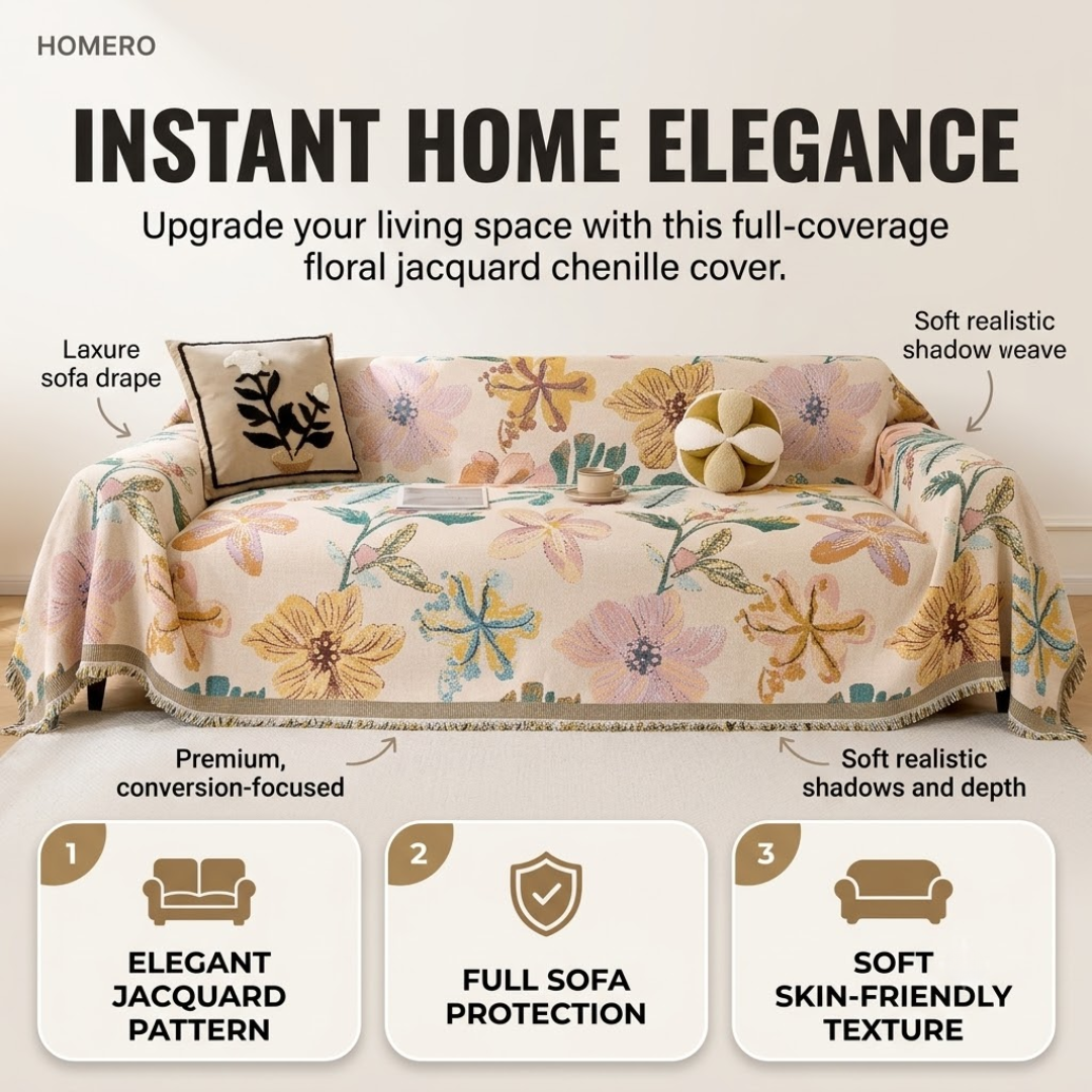 Premium Chenille Full Coverage Anti Slip Sofa Cushion Cover