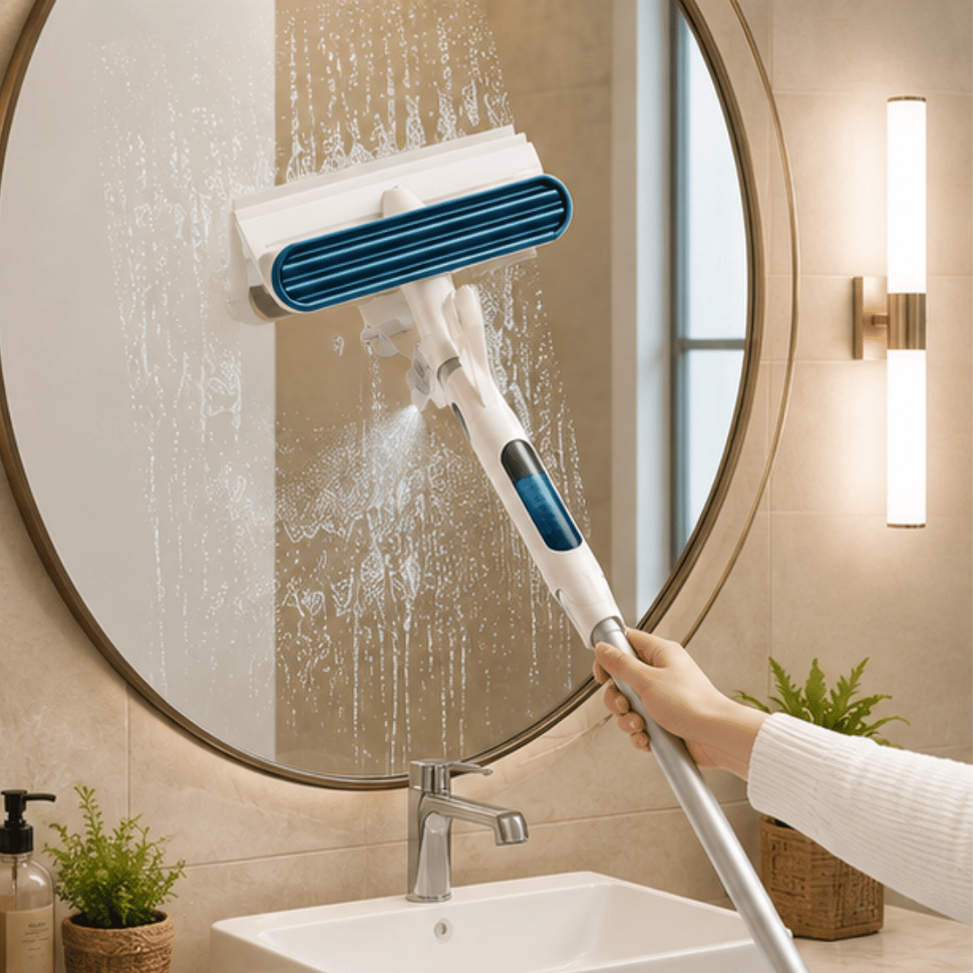 Telescopic Cleaning Squeegee Spray Wiper with Silicone Blade Microfiber Mop