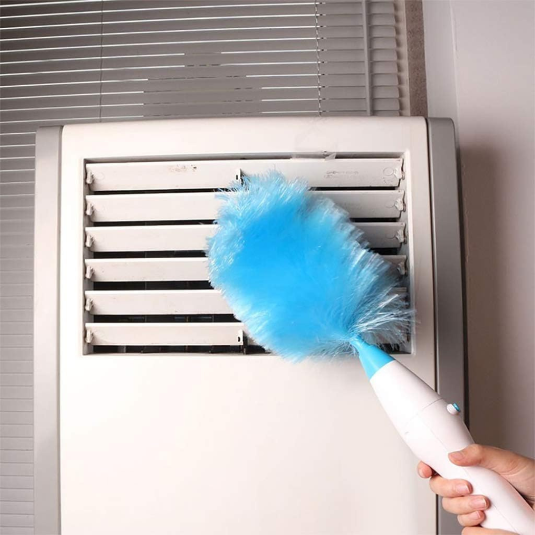 Extendable Electric Spin Feather Duster with Dual Brush Heads