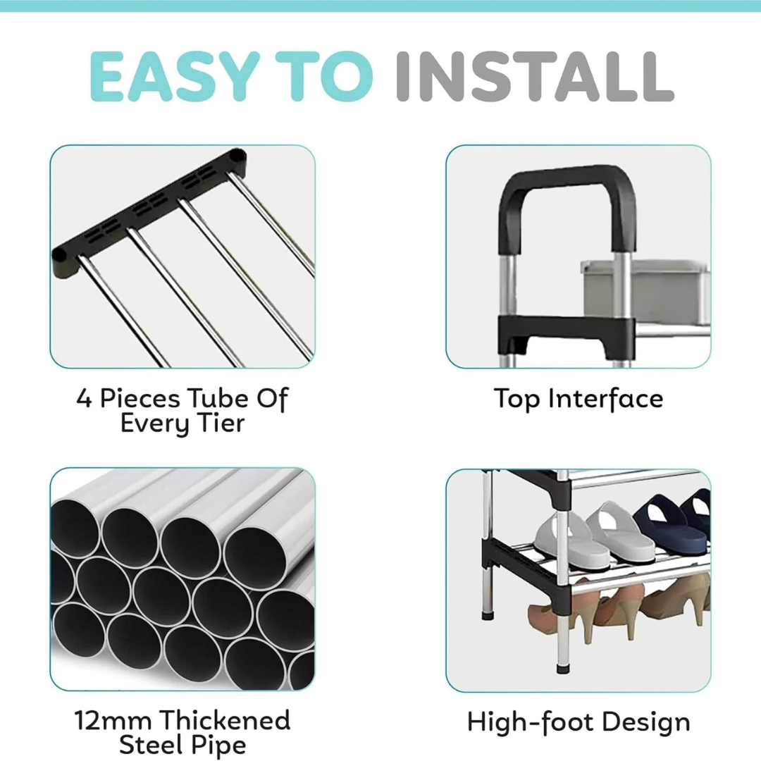 Multi Layer Stainless Steel Space Saving Shoe Stand