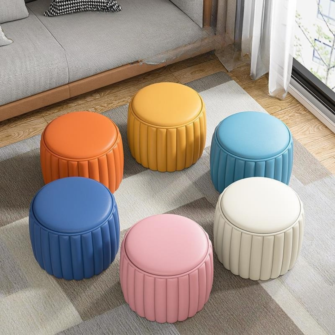 Homero Compact Modern Footstool with Soft Cushion (Multicolor)