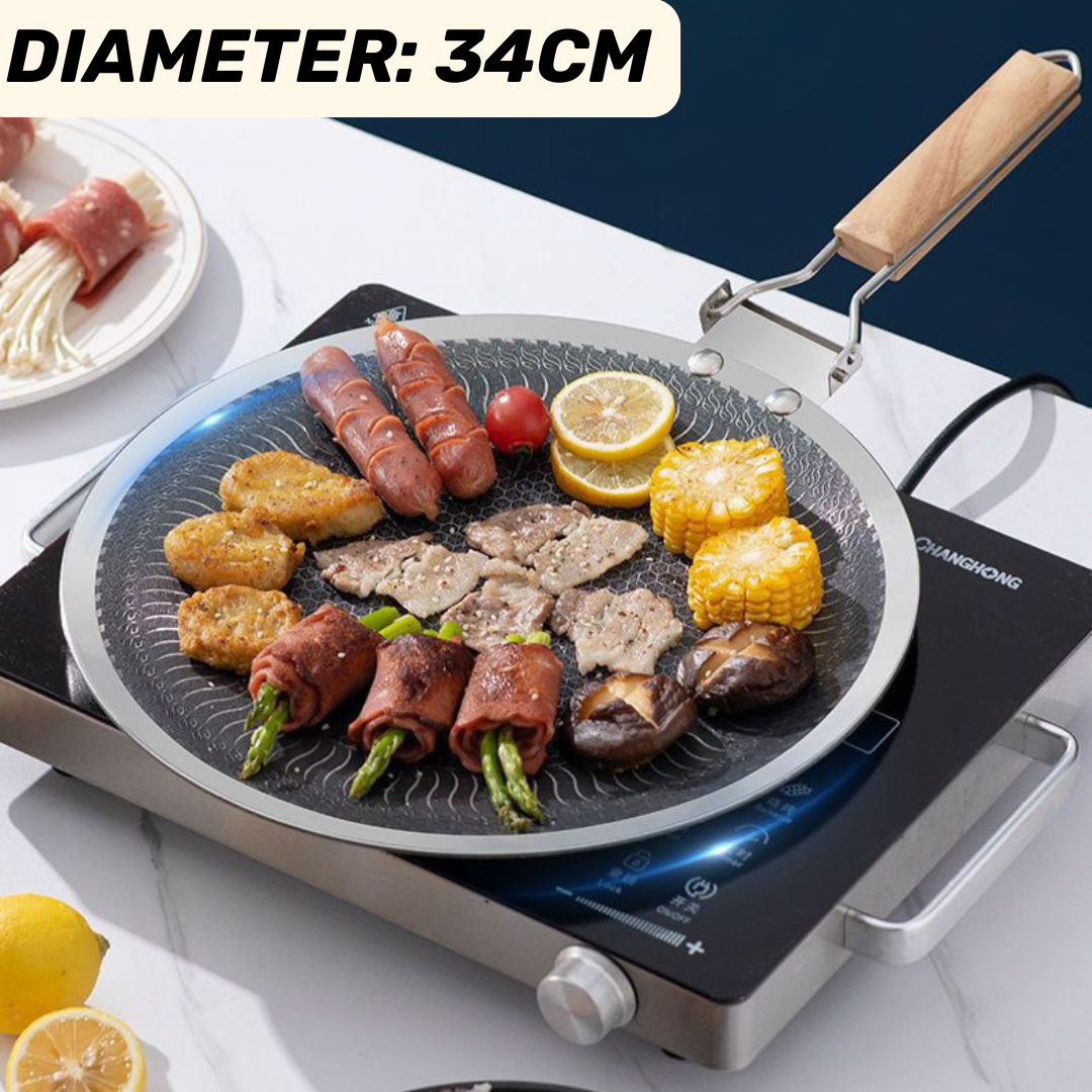 Premium Stainless Steel Honeycomb Finish Foldable Handle Tawa