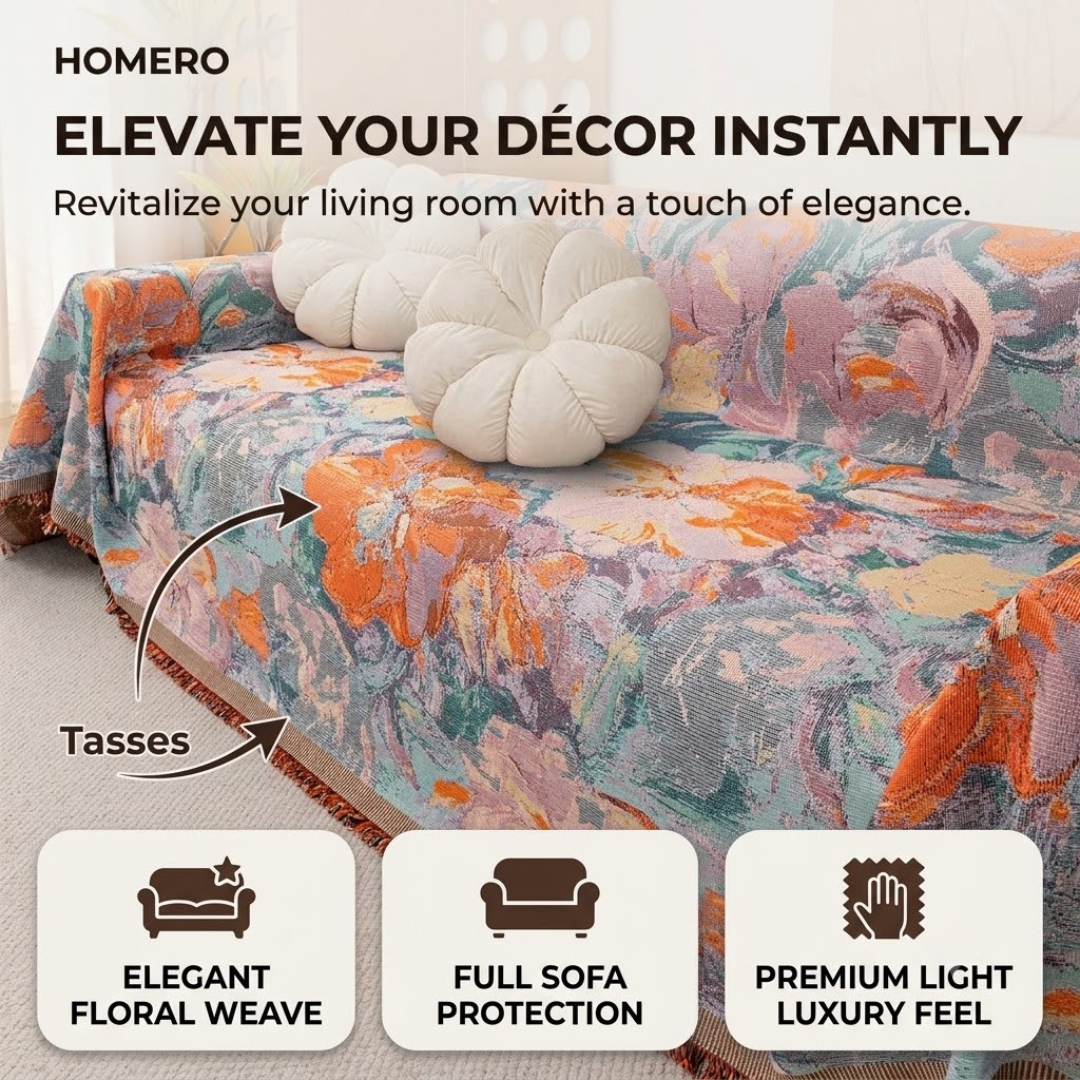 Luxury Floral Woven Multiuse Throw Sofa Cover