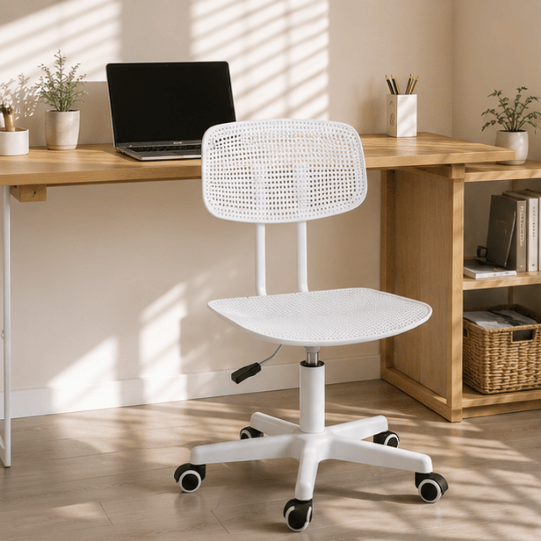 Ergonomic Armless Swivel Office Chair with Breathable Seat