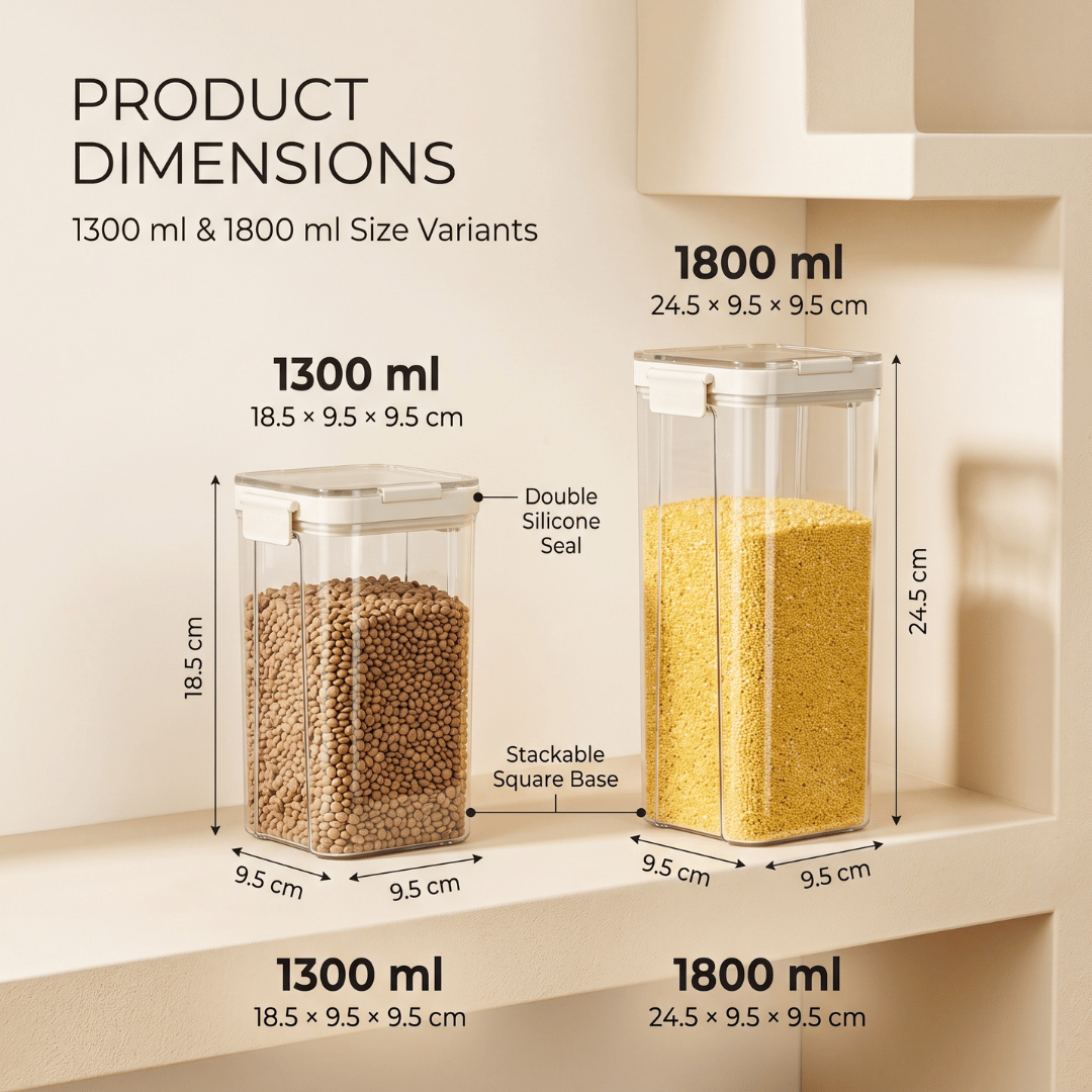 Multipurpose Transparent Grains Storage Jar with Airtight Lid