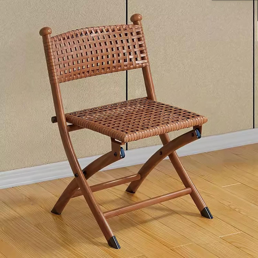 Ergonomic Rattan Comfortable Carbon Steel Folding Chair