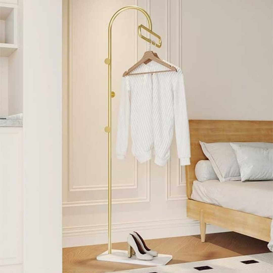Modern Metal Coat Stand with Faux Marble Base