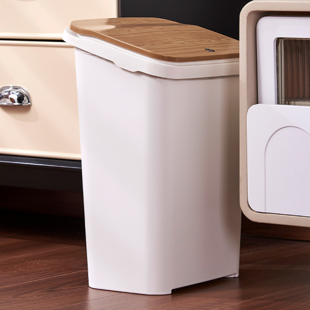 Nordic Style Elevated Push Button Flip Top Dustbin with Lid & Leg