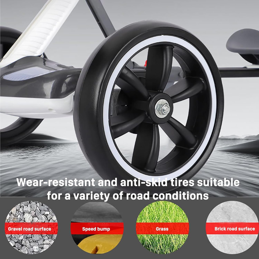 HOMERO  Electric Ride-On Go Kart Folding Kids with Adjustable Seat and LED Lights