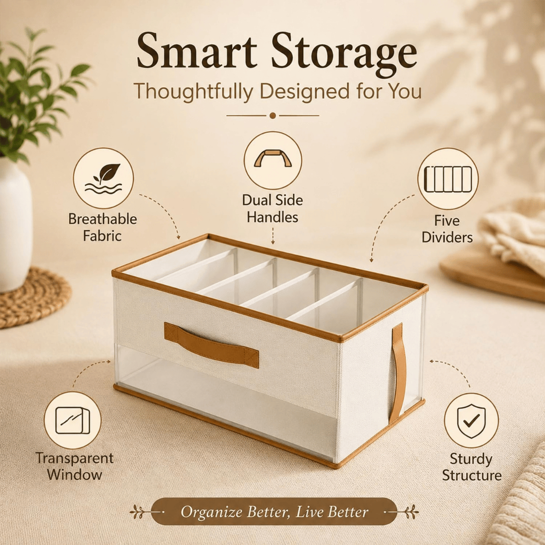 Multi Purpose Wardrobe Storage Organizer with Five Divided Sections