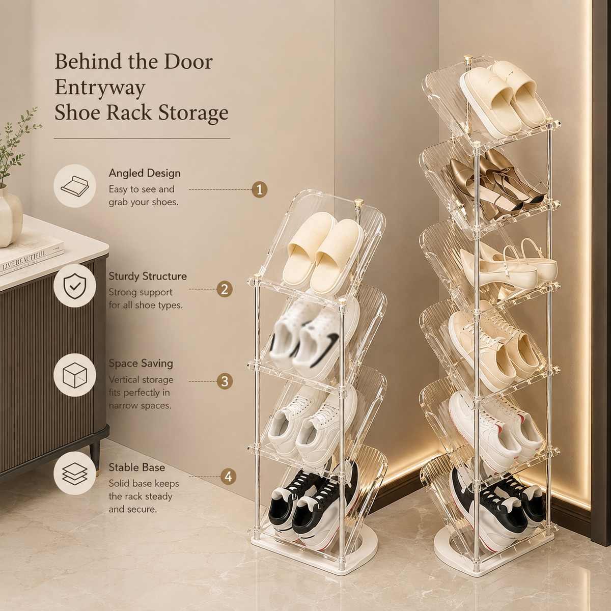 Homero Elegant Multi-Tier Outdoor Shoe and Utility Rack