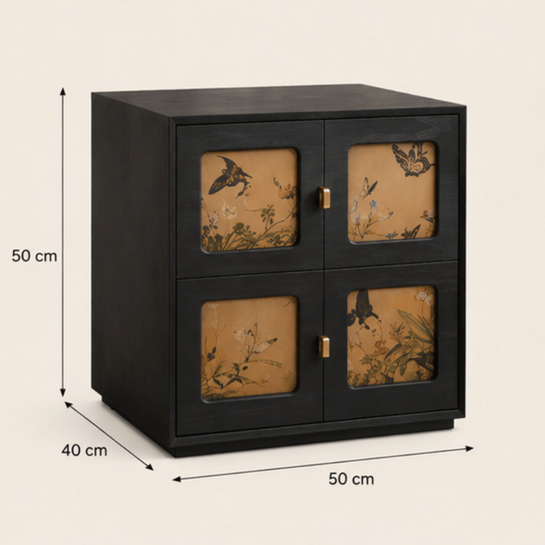 Retro Solid Wood Storage Cabinet with Two Drawers
